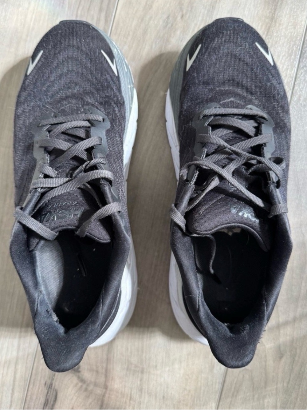 Hoka Black and White Men's Running Sneakers